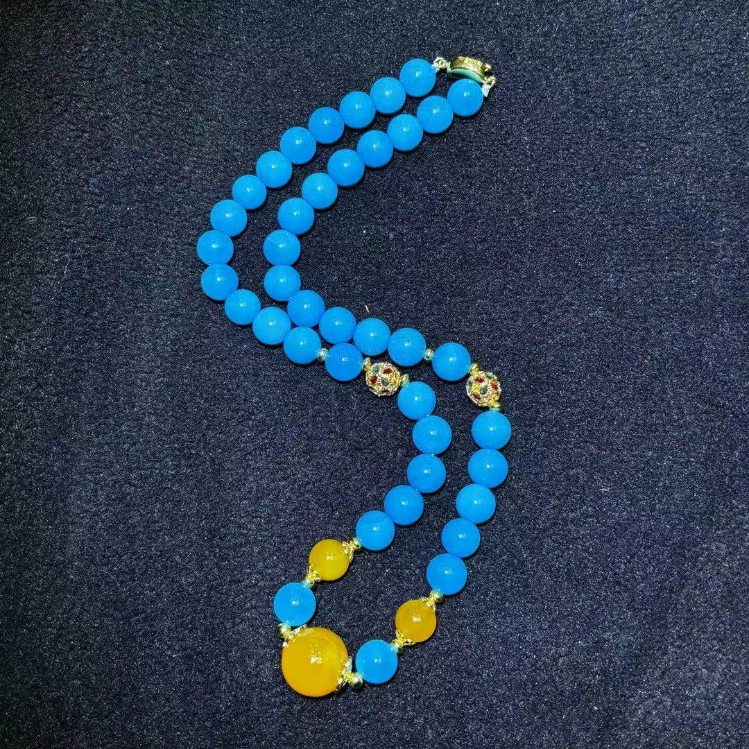 面面来财珠宝S7845卡10左右-皇家蓝龙焱玛瑙蓝项链