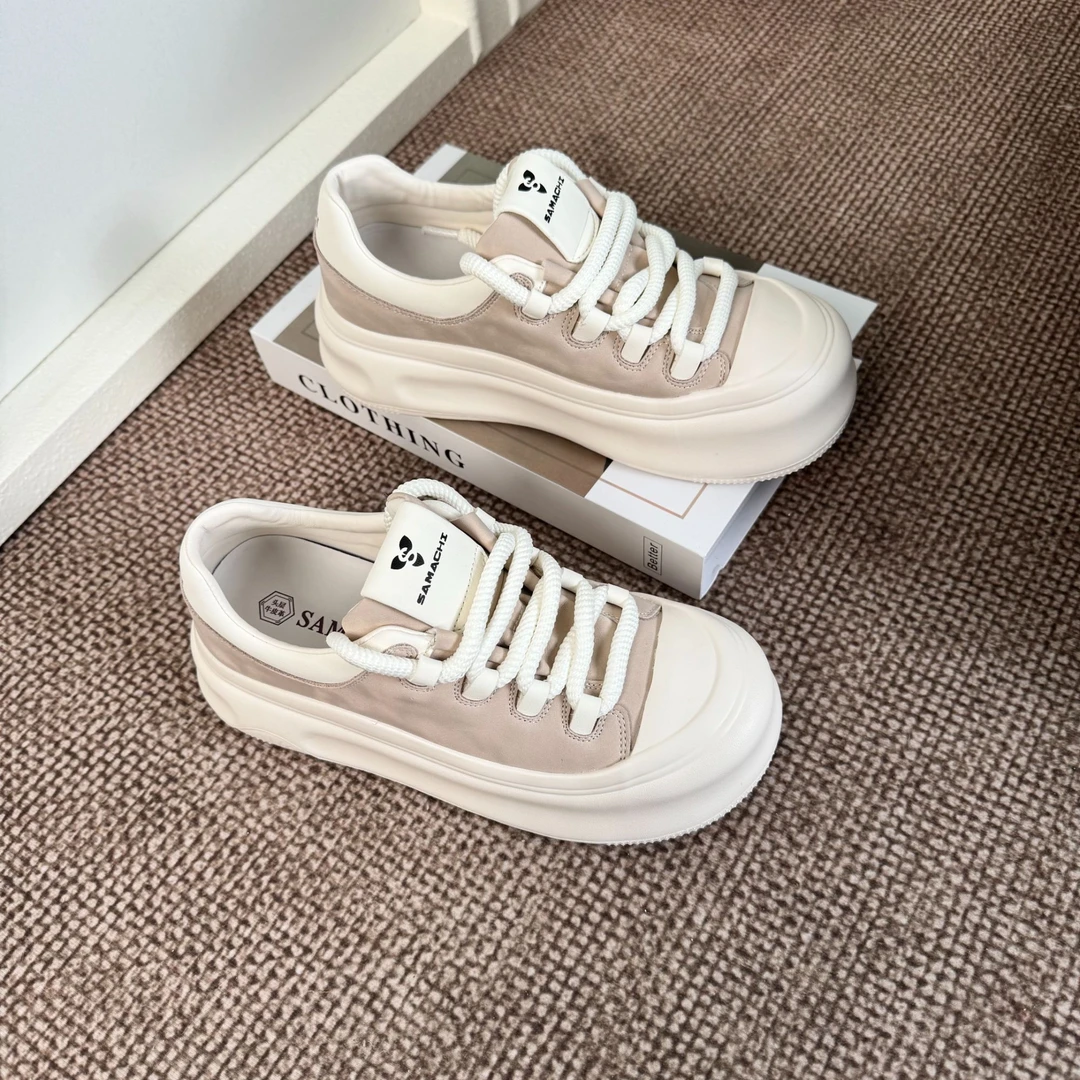 萨玛驰春季时尚休闲软底低帮系带厚底百搭增高小白鞋/165110027