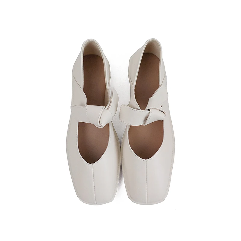复古浅口方头蝴蝶结玛丽珍平底单鞋