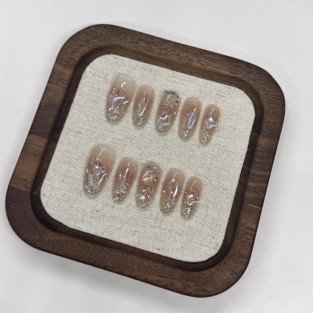 Daisy'【极光】爆闪闪钻定制仙女裸色新娘穿戴甲