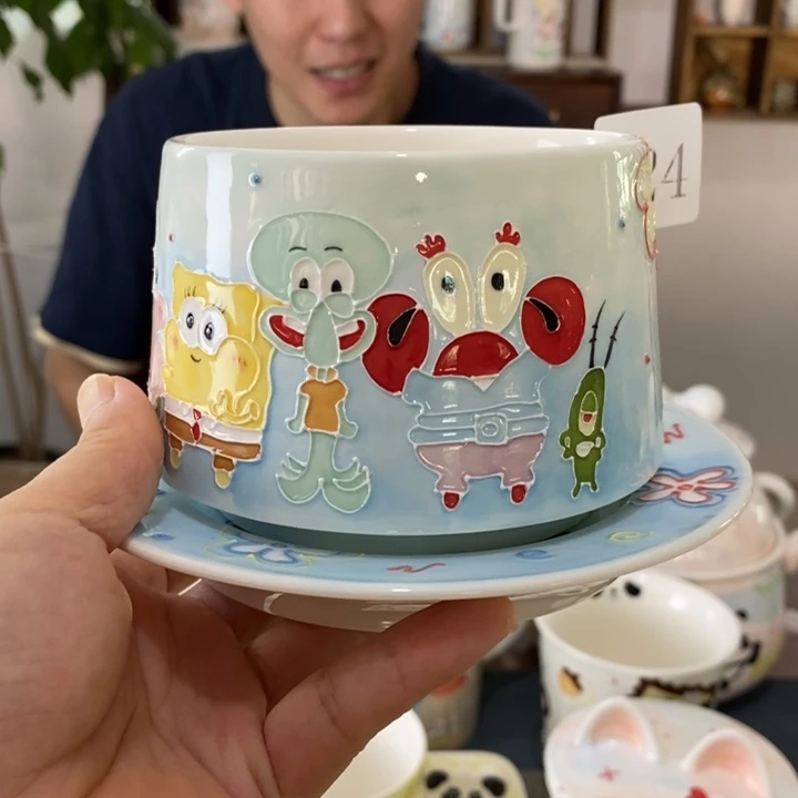 瓷片景德镇釉下彩手绘