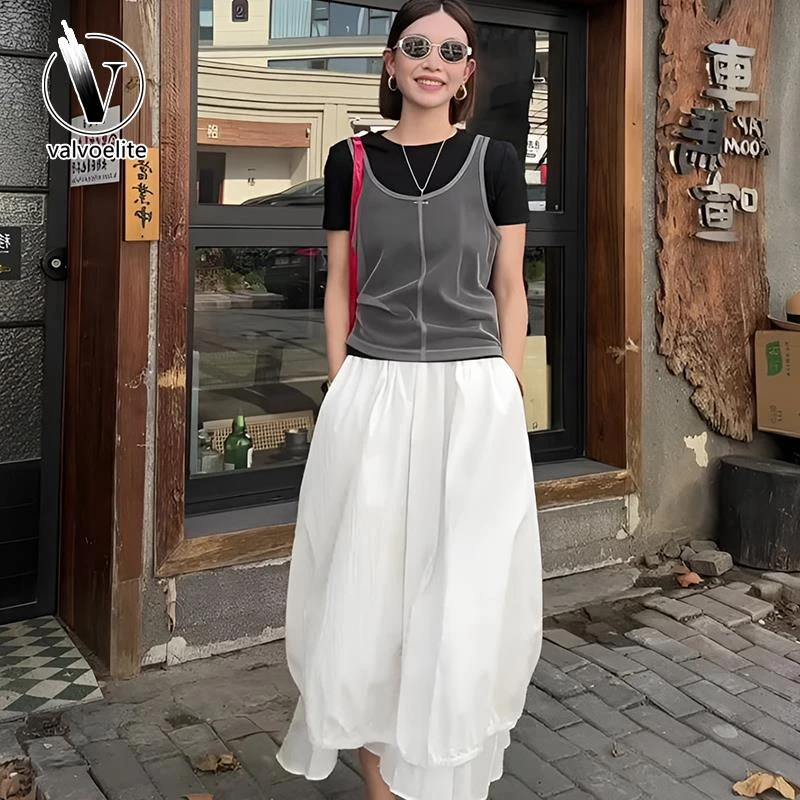 VALVOELITE休闲背心叠穿短袖女新款夏季时尚洋气时髦超好看上衣女