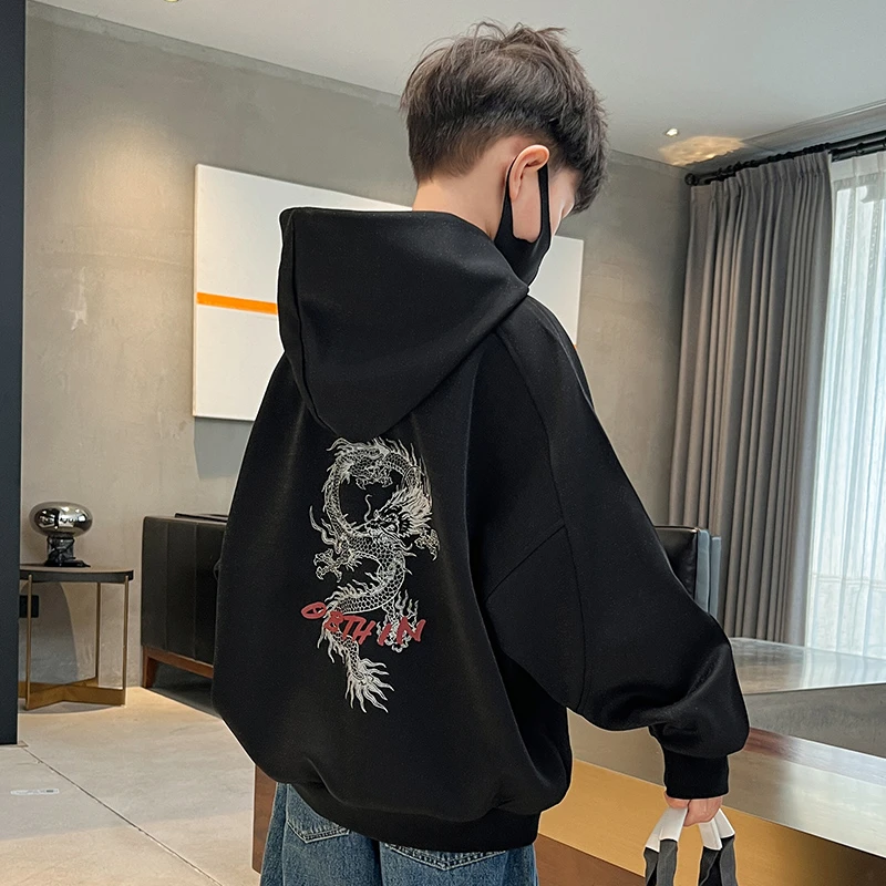 男童卫衣连帽春秋2025新款儿童上衣大童洋气春装男孩帽衫宽松衣服