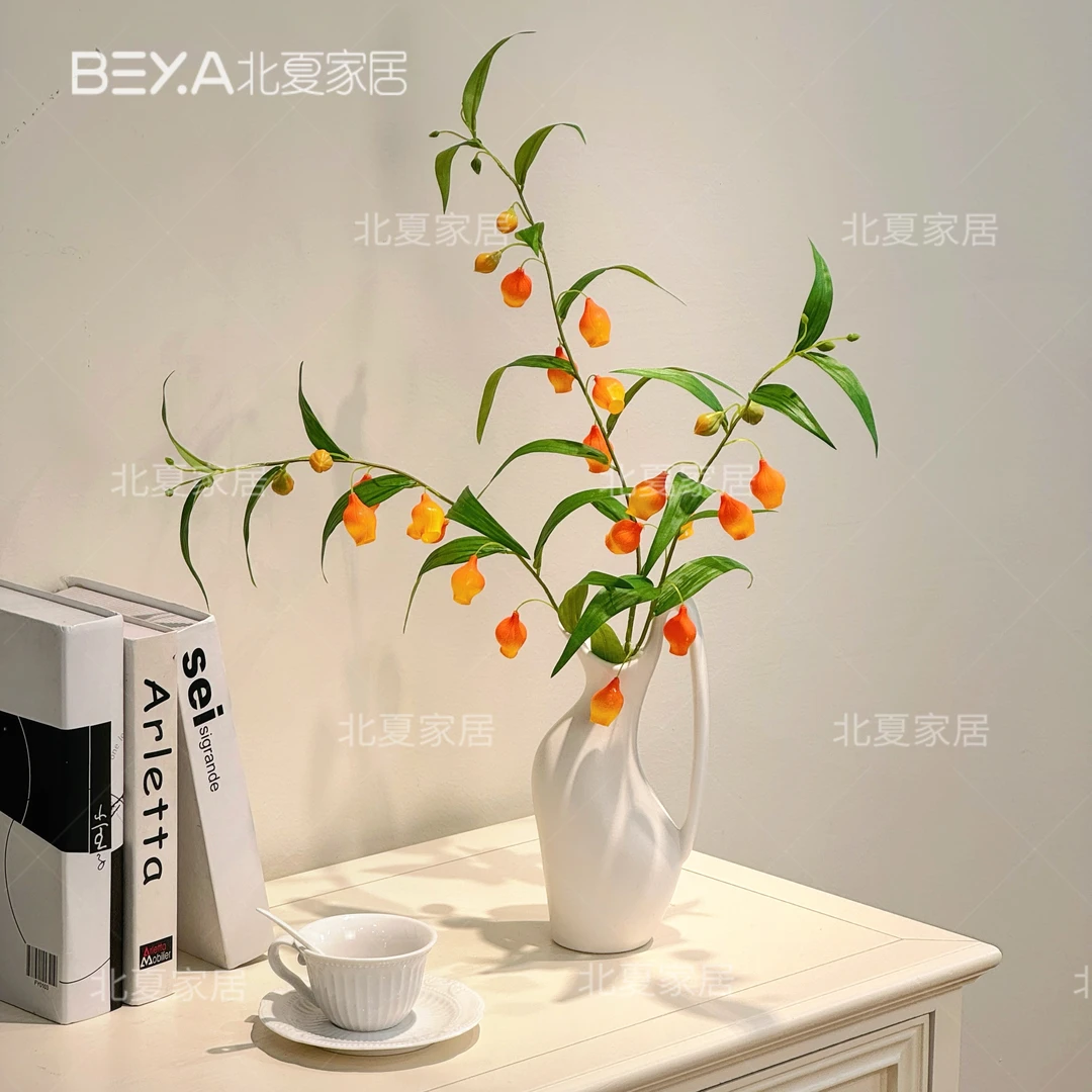 宫灯百合花仿真花高级感室内客厅展厅摆放单枝假花北欧装饰花