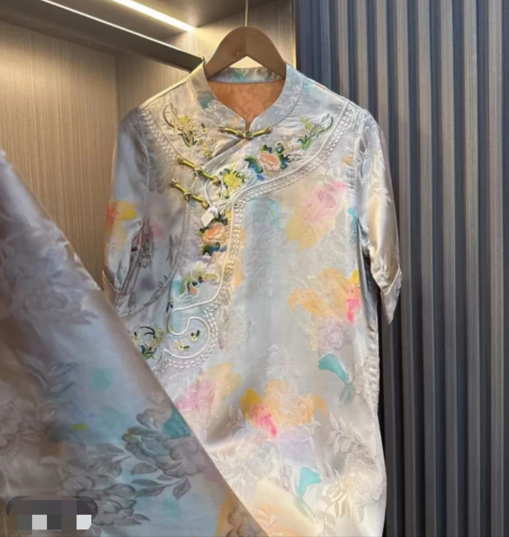 （雪媚娘～不见花海)2025新中式中国风夏季复古改良旗袍显瘦连衣裙