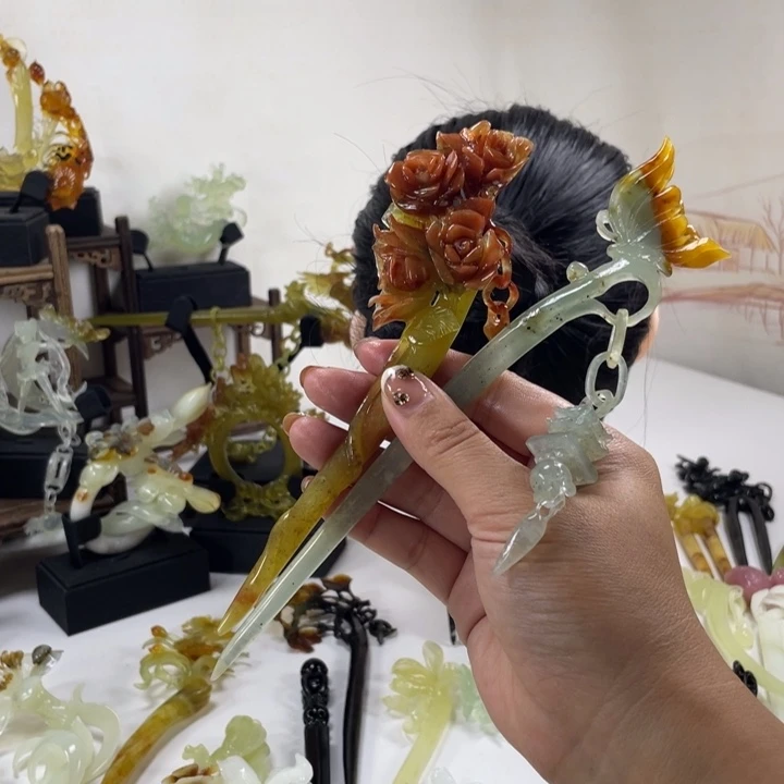 黑***使未镶嵌岫玉发簪岫玉发簪