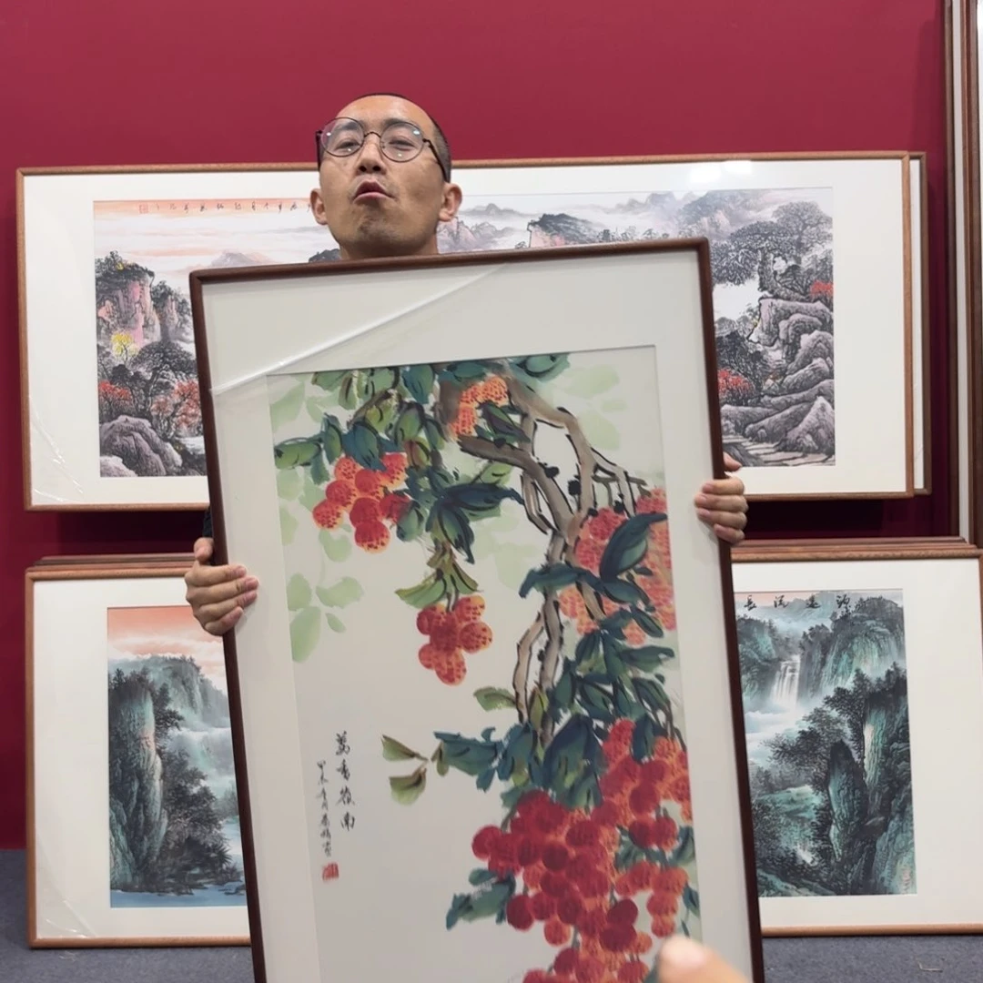 国画120成60手绘作品带框包邮