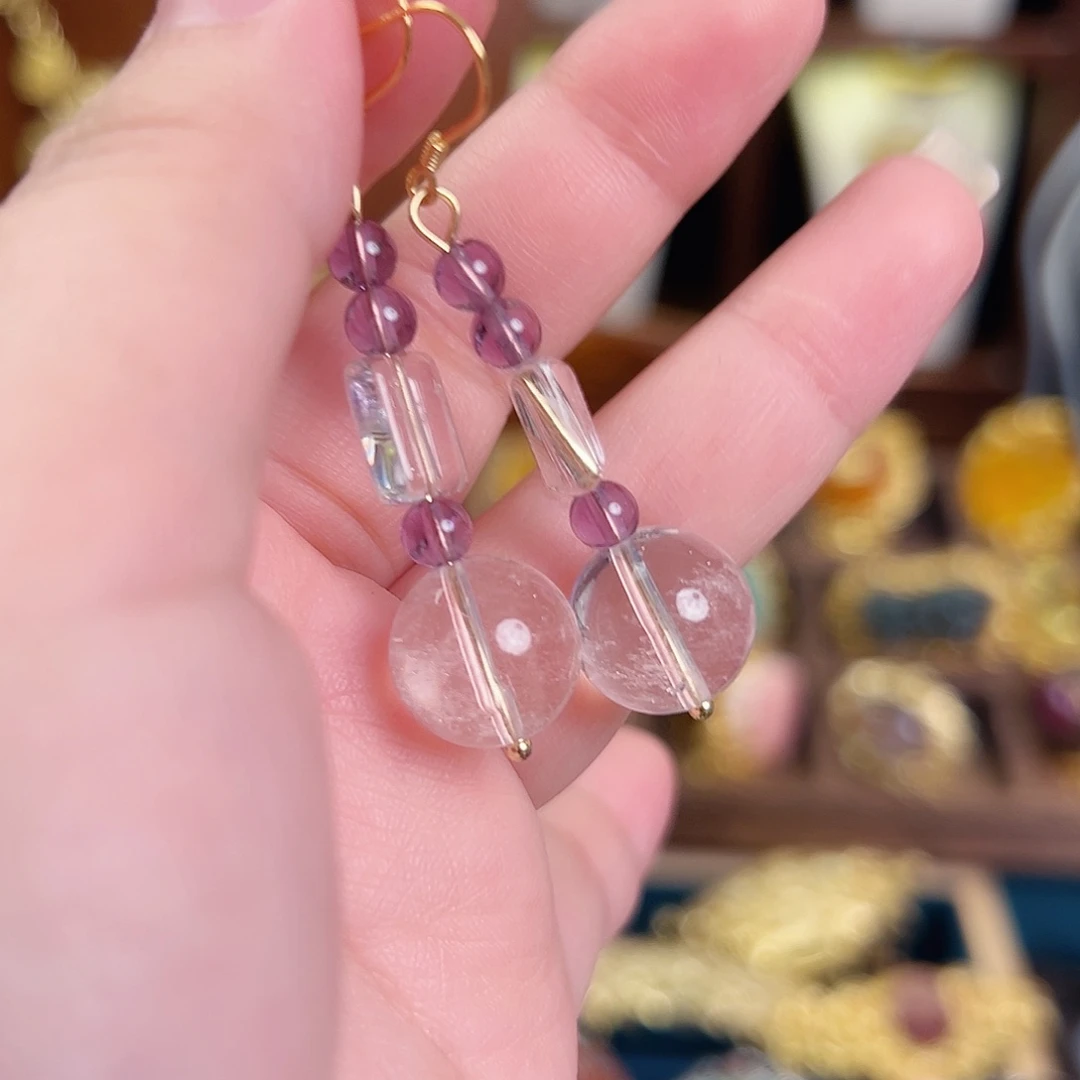 耳饰银S925镶嵌水晶国风