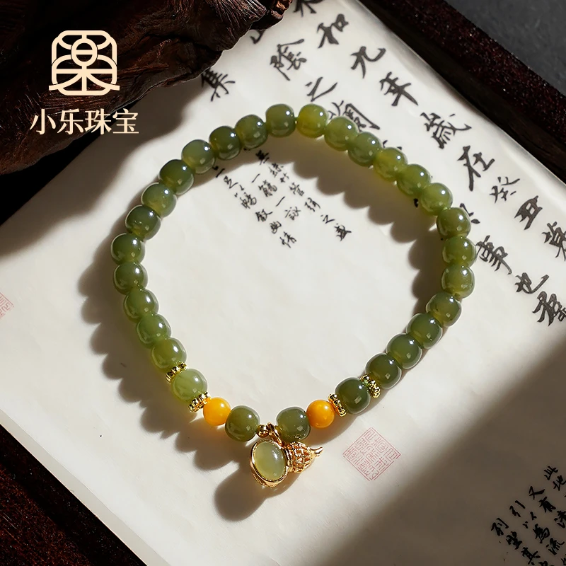 原创设计款和田玉单圈葫芦吊坠女式手链多样性发一-Y1012