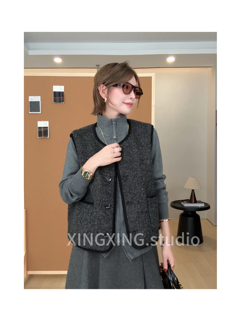 X.x.法式复古小香风马甲女秋季新款无袖叠穿高级感背心外套303