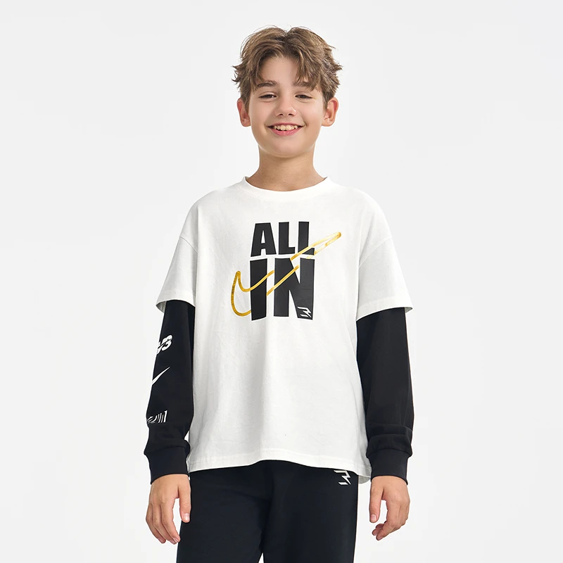 Nike 3Brand耐克童装T恤男女大童春秋运动长袖T恤1228