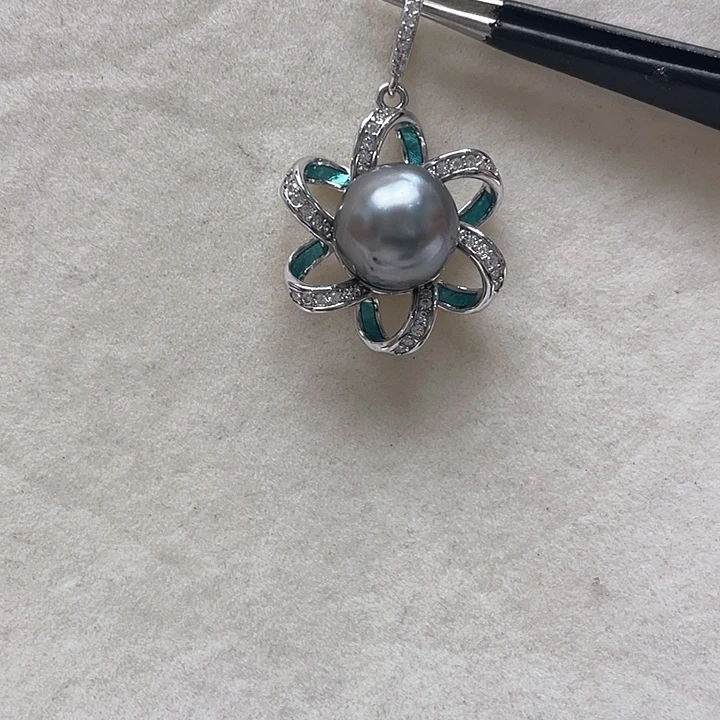 海水珍珠银S925镶嵌吊坠(不含链)