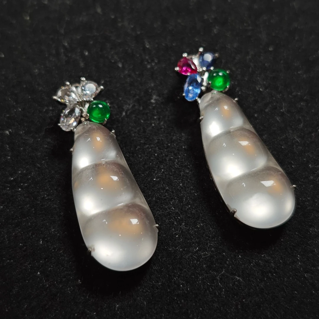 ＜石韵Tｏｎｅ＞｛福宝｝天然俄料石英质玉ｓ925银镀18ｋ福豆　多样性发其一