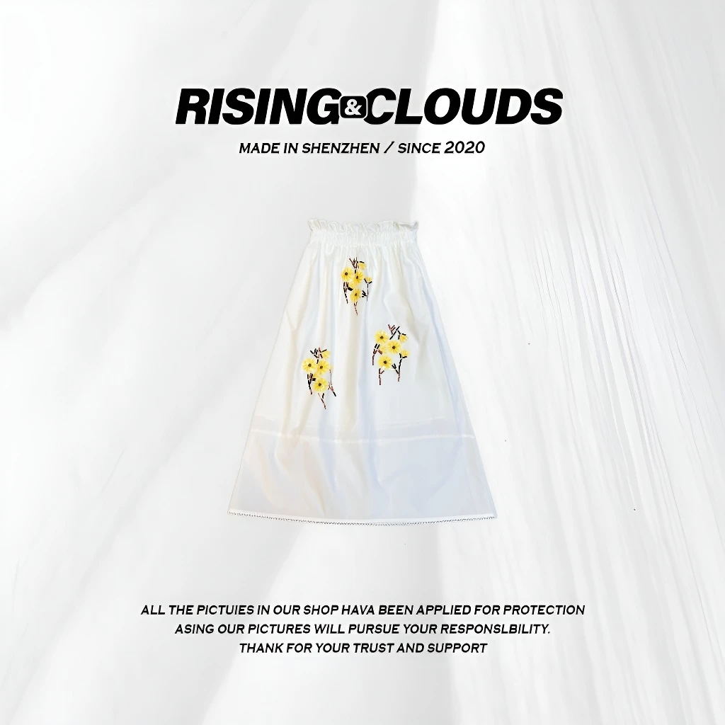 RISING&CLOUDS小云姐【寻风】显瘦春夏黑色a字半身裙棉半裙120078