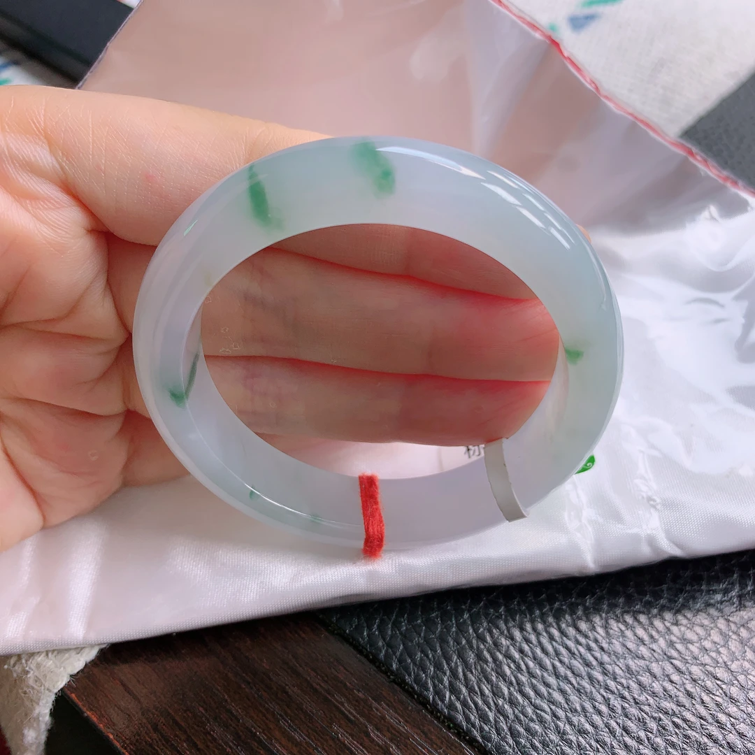 51圈天然缅甸A货冰种起胶冰飘花起冰起光正圈手镯