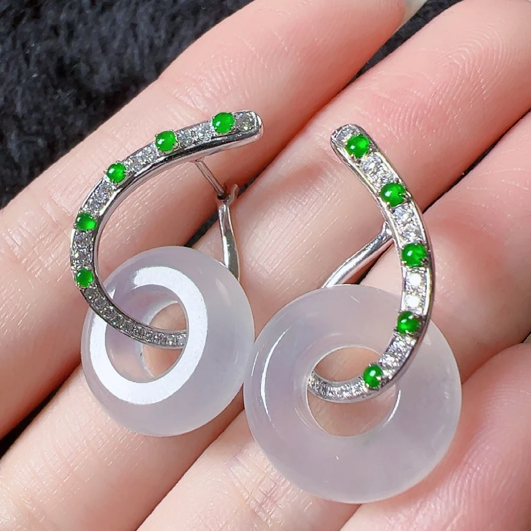 翡翠耳饰18K金镶嵌签收后24小时鉴赏期，过时不退