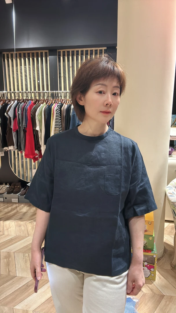 俏皮的可爱亚麻短袖上衣