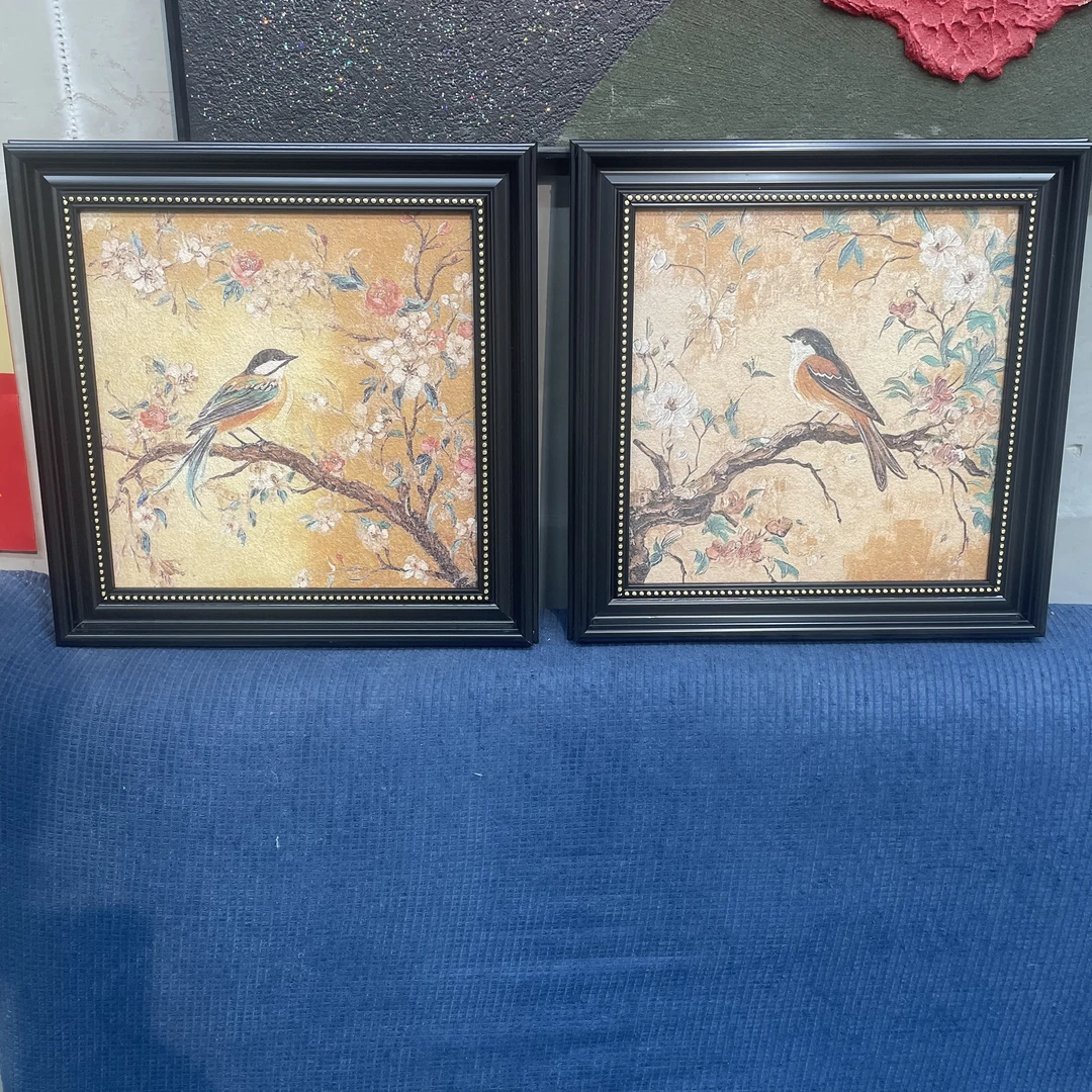 砂岩欧框餐厅装饰画花鸟4040