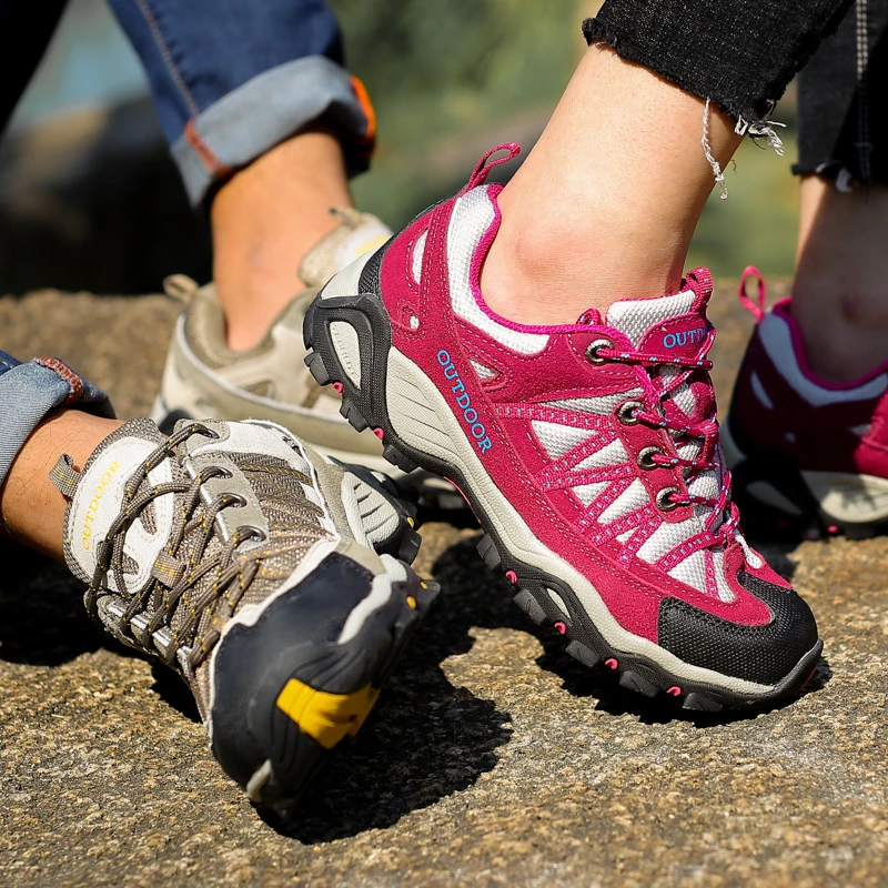 拉斯帕蒂瓦秋冬季真皮户外鞋男女网布透气防滑情侣登山徒步鞋低帮