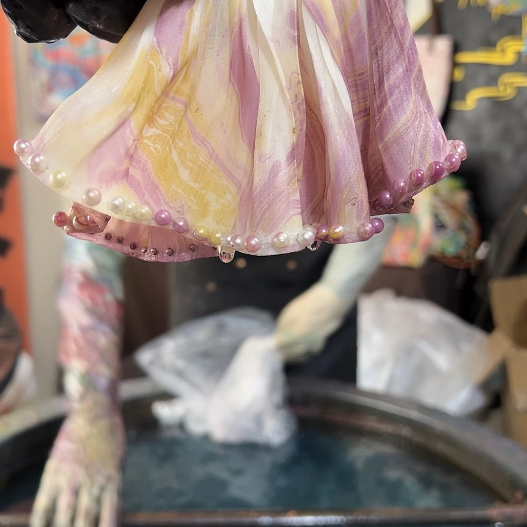 525新款百褶裙发圈紫金流彩