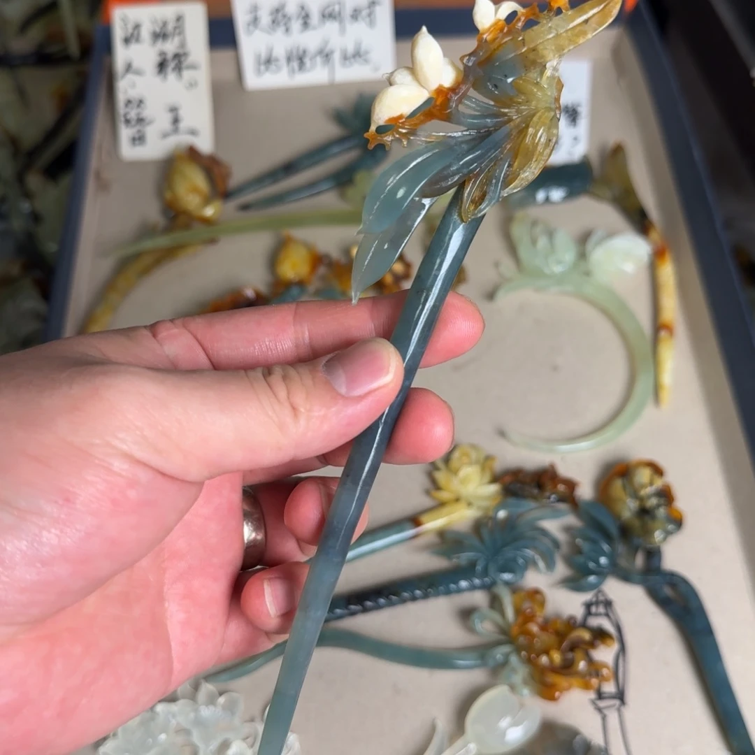 岫玉发饰未镶嵌叮**～