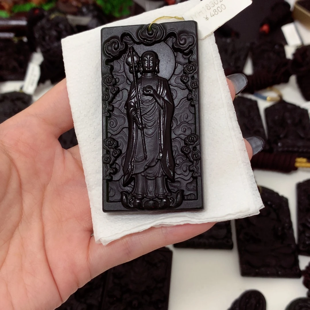 天然缅甸a货钢琴黑挂件