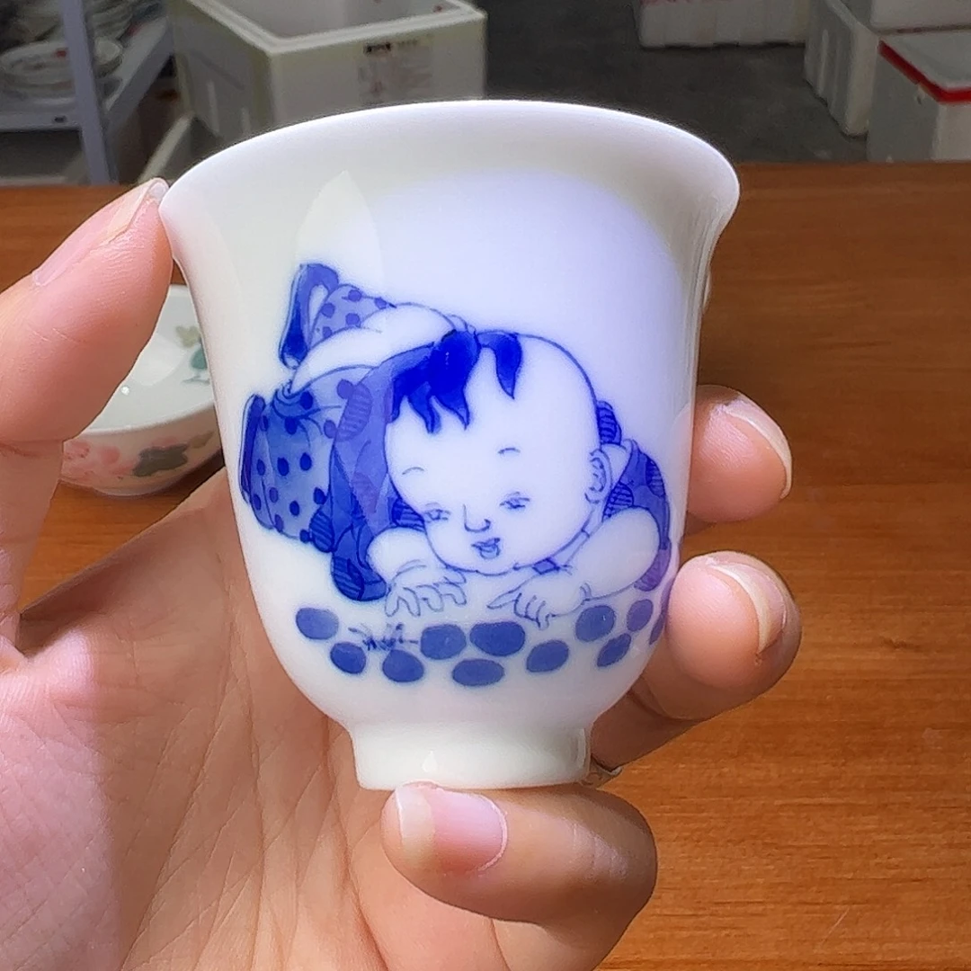 滑石子 青花童趣铃铛杯