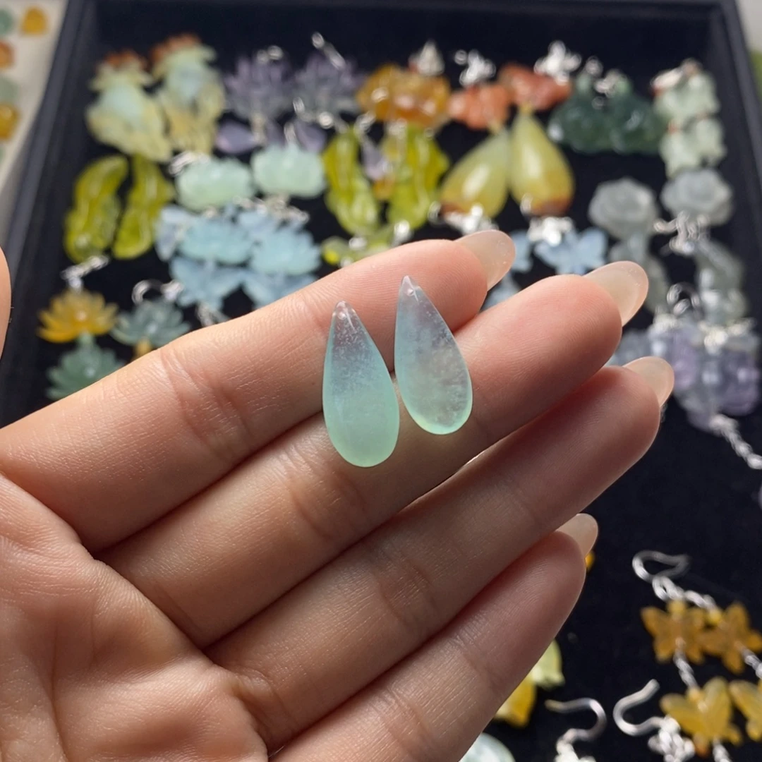 霖***）未镶嵌蛇纹石玉耳饰/颈饰