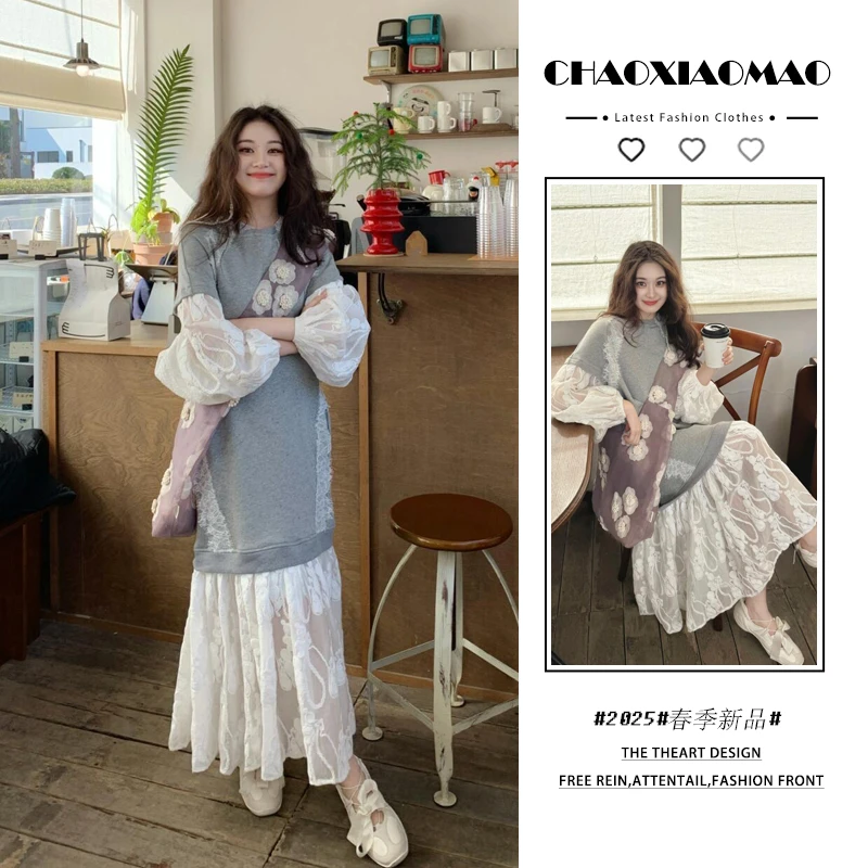 2025年秋季新款韩穿搭套装女设计感时尚宽松气质甜美假两件连衣裙