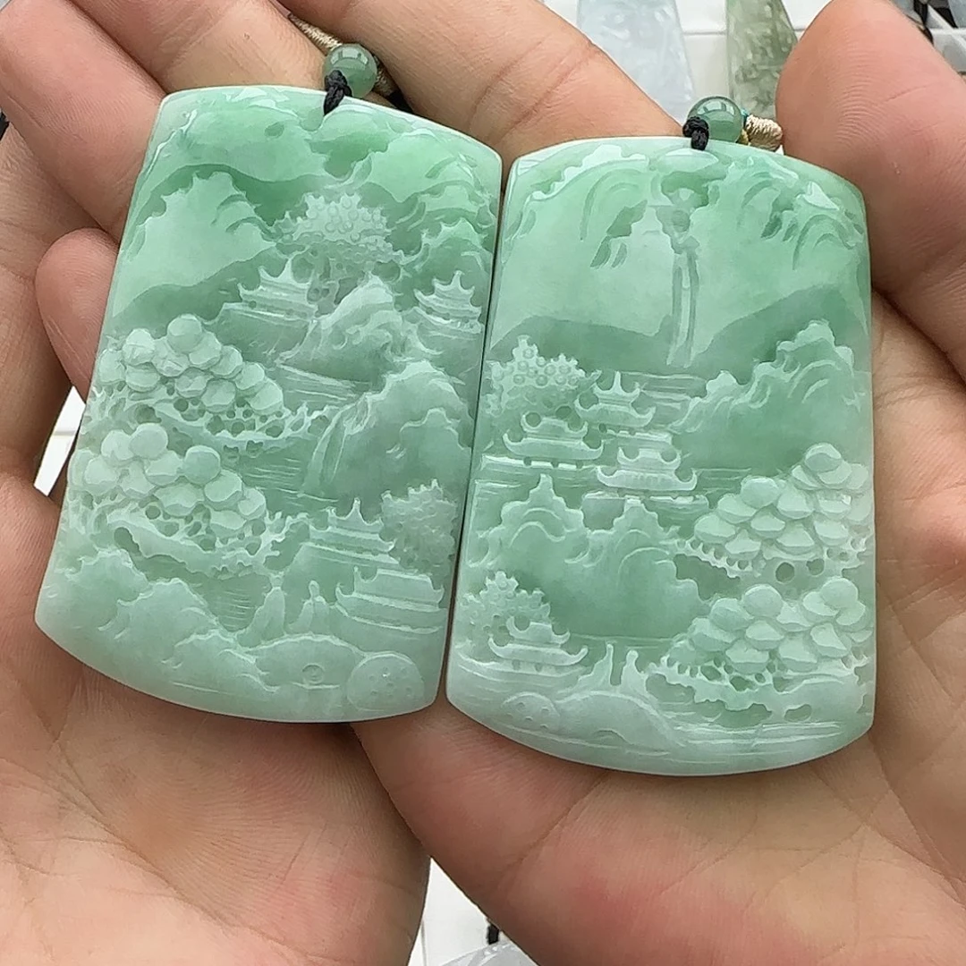 翡翠未镶嵌颈饰墨**渊翡翠