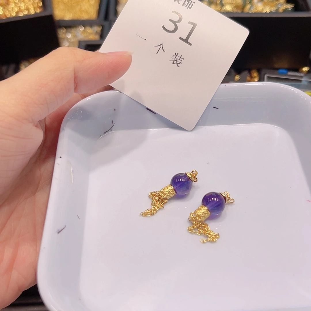 紫晶珠宝半成品银S925镀金镶嵌31 。
