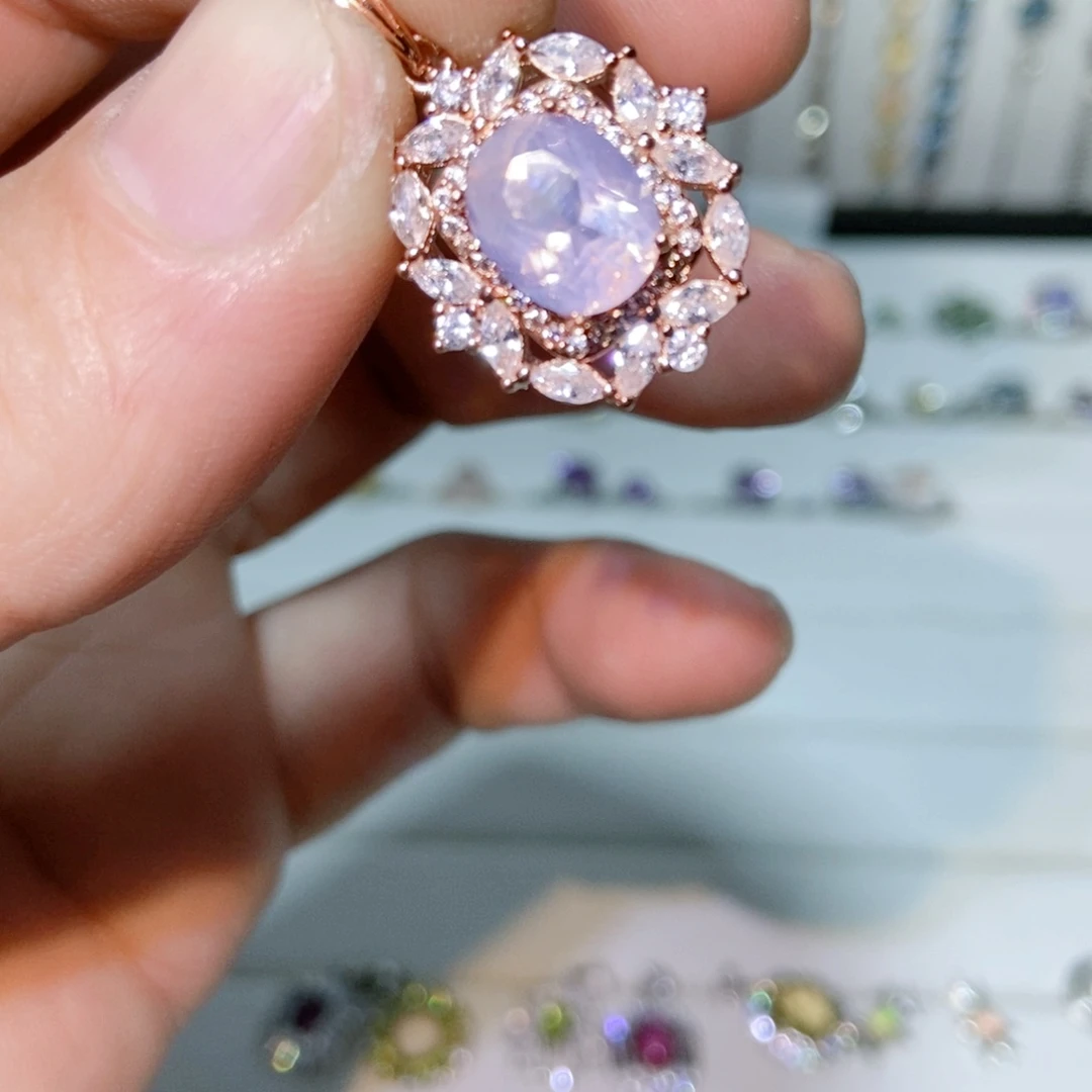 绿水晶戒指银S925镶嵌