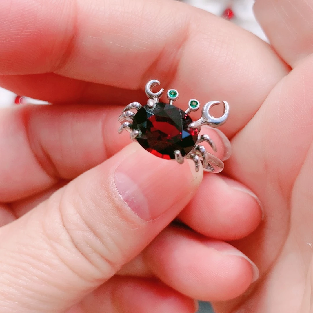 石榴石戒指银S925镶嵌