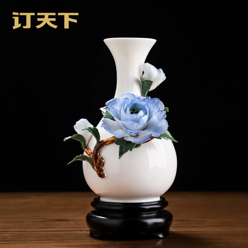 订天下花开富贵陶瓷花瓶摆件客厅插花现代轻奢装饰品送朋友礼品