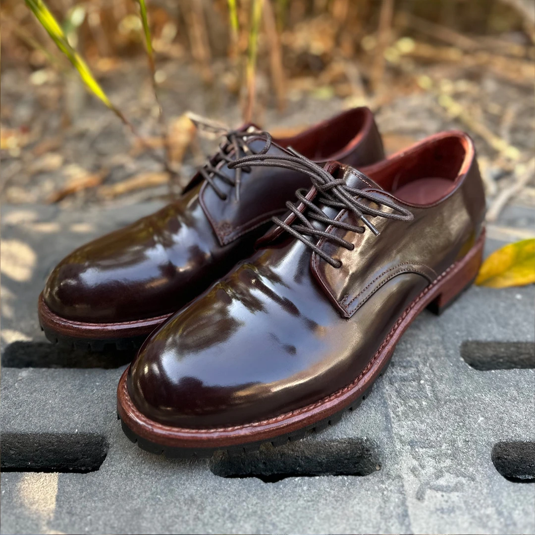 【意大利水洗马臀皮】德比鞋固特异工艺休闲男皮鞋百搭系带男皮鞋