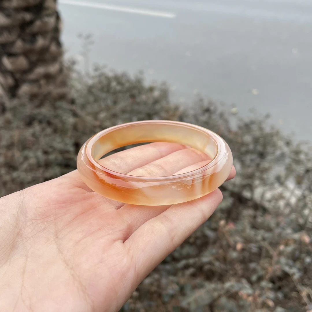 圈口56+正圈橘色锦鲤飘纹飘细沙-玛瑙