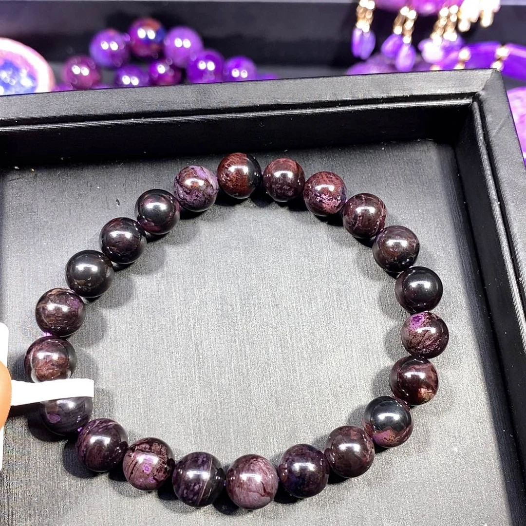 苏纪石（舒俱来）未镶嵌南非舒俱来老油紫圆珠手串