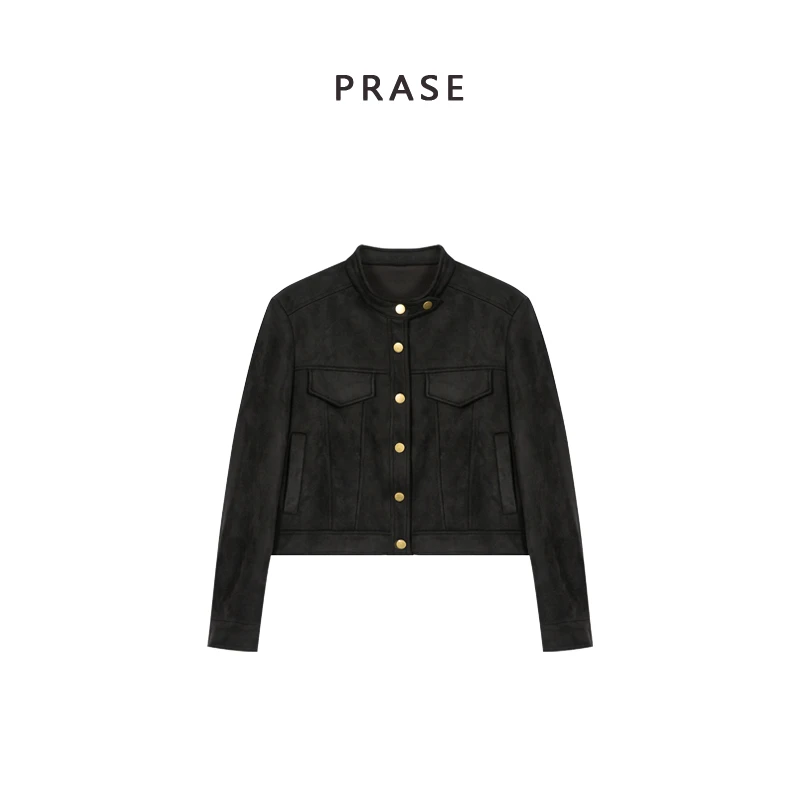 PRASE-VIP回馈-杨【率性出街】微胖轻奢复古皮绒休闲外套LD401L16