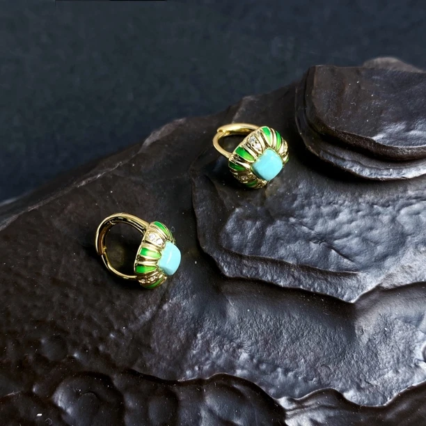 925银耳饰 绿野欧若风方形松松耳扣1900802耳圈