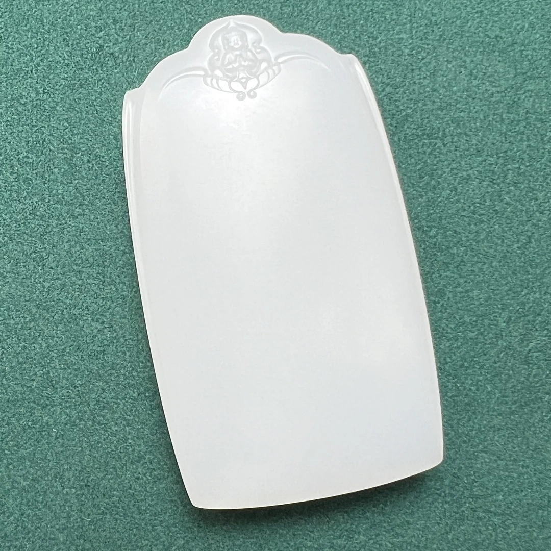 新疆和田玉羊脂玉白玉平安无事牌 油润细腻 过眼过灯女款男士白色