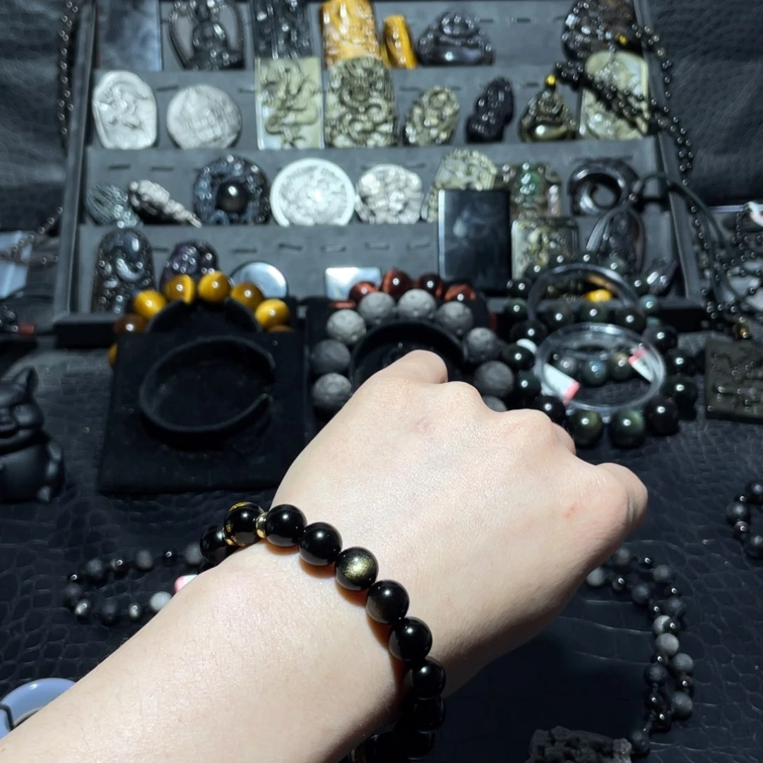 黑曜岩手链未镶嵌英*