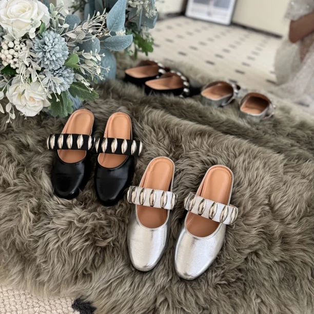 小众设计师款内增高4cm~包头拖鞋女百搭夏季穆勒半拖鞋