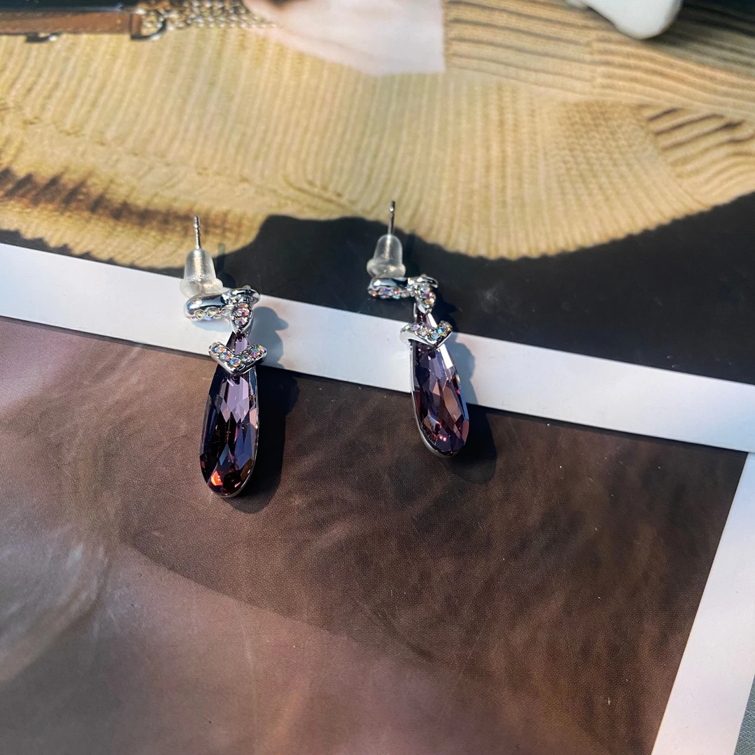 合金仿水晶耳饰 夏日橘子-气质经典时尚梦幻浪漫施家耳钉-X1116