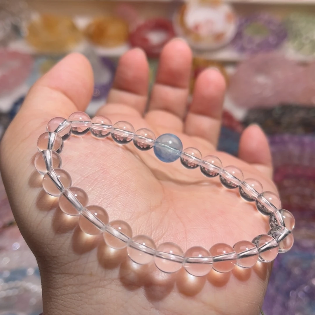 手链未镶嵌水晶9m海蓝宝7m白水晶DIY