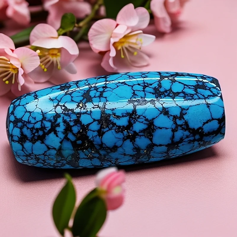 湖北原矿知己绿松石乌兰花桶珠