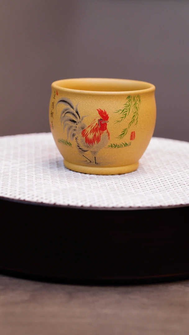 1010 宜兴原矿紫砂 全手工制作 黄金段 公鸡堆绘