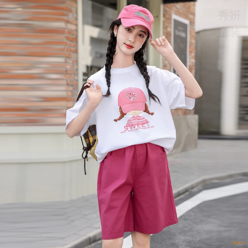 儿童时尚夏装水母衣衣服洋气亲子装母子女童韩版印花吸湿套装