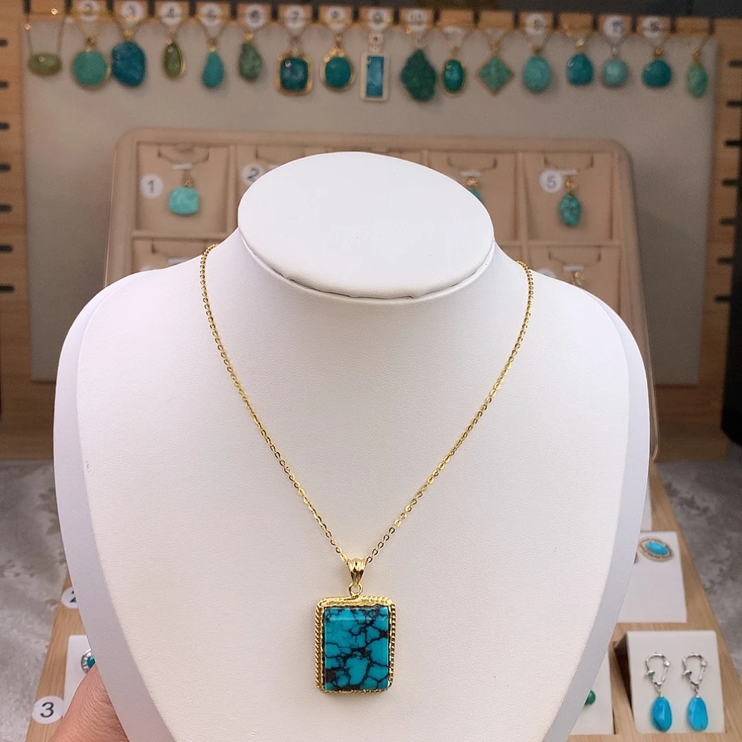 绿松石银S925镶嵌颈饰