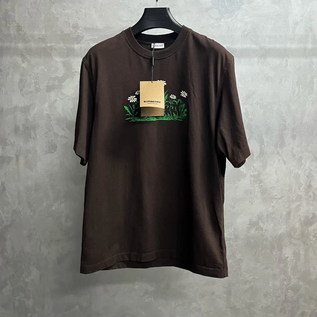 burberry 24咖啡色Logo印花圆领套头短袖T恤/Xl
