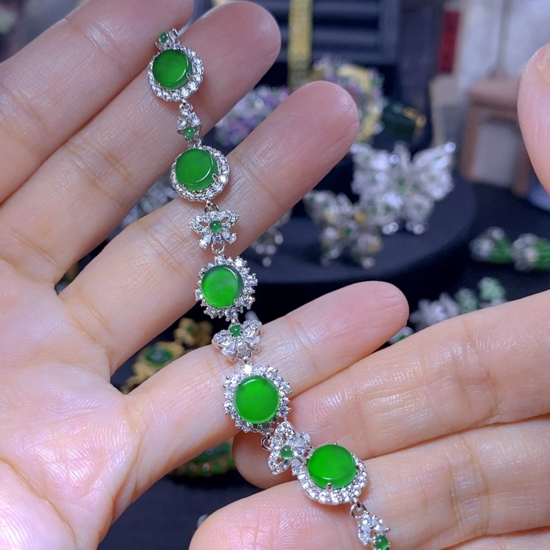 翡翠银S925镶嵌颈饰天然翡翠